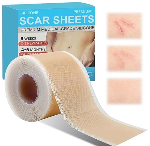 Silikonpflaster für narben, Professionell Silikon-Narbenband, Silicone Scar Tape, für Narben Durch Operationen, Neue und alte Narben, Silikon-Narbenrolle(4CMx150CM)