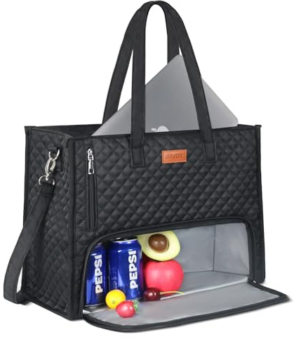 INSMEER Lunchtasche Damen Handtasche mit Kühlfach, Laptop-Tasche mit Isoliertem Lunchfach 15,6 Zoll, 2 in 1 lunchbag Tote Bag Women，Lunch-tasche Handtaschen Kombination, Arbeitstasche für Arbeit Büro