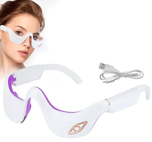 Augenmassagegerät mit Wärme, 2in1 EMS Augenpflegegerät,Rotlichtbrille Massagegerät,6Massagemodi,3Stufen,Elektrische Vibrations-Augenmaske,Wärmebrille Anti-Aging Augenringe,Linderung von Augenermüdung