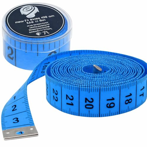 Metro a nastro 2 in 1 cm + INCH metro da sarto 150 cm in scatola portaoggetti (blu)