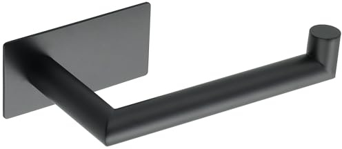 Mooche Self Adhesive Toilet Roll Holder Wall Mounted, Black Toilet Holder | SUS304 Stainless Steel No Drill Toilet Roll Holders, Suitable for Kitchen, Bathroom, Toilet, Living Room（16.8CM）