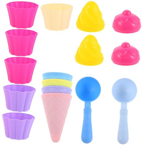 NOLITOY 3satz Eiscreme-spielset Für Junge Mädchen Eiscreme-Formen Und Spielzeug Strand Eiscreme-spielset Spielzeug Eisportionierer Für Junge Mädchen Eistüten-kinderspielzeug