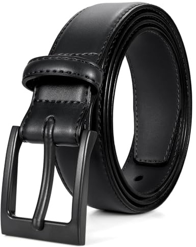 SUOSDEY Nickelfritt läderbälte för män TSA icke metall allergivänligt herrbälte med svart spänne, 01 svart, Fit waist size 36-40