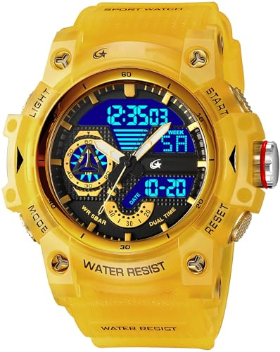 findtime Militäruhr Herren Weiß Armbanduhr Analog Digitale Sportuhr Bunte Outdoor Großes Zifferblatt Datum und Tag Anzeig