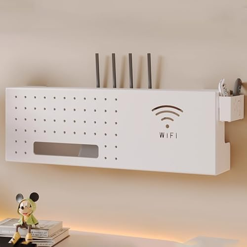 NKSTRWR Aufbewahrungsbox Für WLAN-Router, Versteckte Box Für An Der Wand Montierte Router, Modemkabelabdeckung, Kabelmanagement Für Zuhause Und Büro(White,L60*20cm//15.7 * 7.8in)