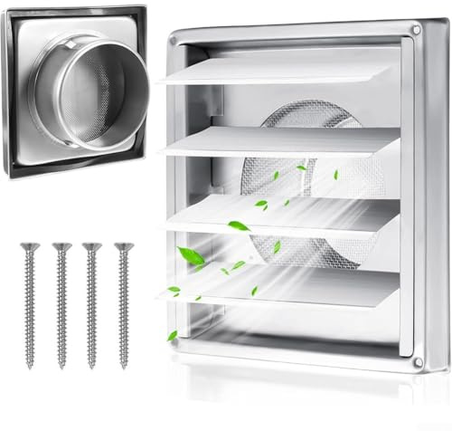 Grille de ventilation en acier inoxydable 304 avec clapet anti-retour, robinet arrière rond et volets anti-retour, pour conduit de cuisine (125 mm)