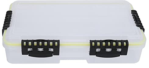 BSLSVGE Angelgerät-Box | Stabile transparente Aufbewahrung für Angelhaken/Köder/Köder | 4 Verschlussschnallen und Multi-Rillen-Design | Wasserfest geschlossenes Fach