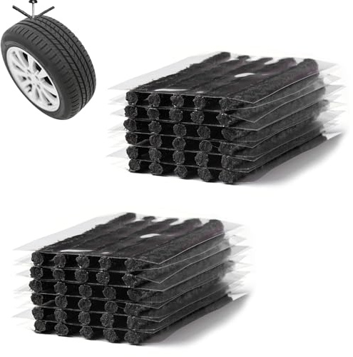 50 Pièces Meche Pneu Crevaison 6mm,Mèche pour Pneu,Kit Reparation Pneu Voiture Noir,Bande de Réparation de Pneu Meche Pneu Crevaison pour Usage d'Urgence Kit de Réparation de Pneus pour Voitures,Moto