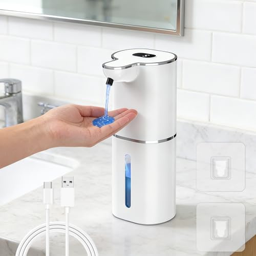 Etopgo Seifenspender Automatisch, 380ml Elektrischer Seifenspender mit Digitalanzeige, No Touch Seifenspender mit Sensor, Wandmontage, USB Wiederaufladbar, IPX5 Wasserdicht für Badezimmer, Küche