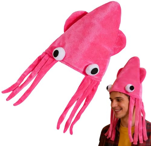Ahuuen Gorros Locos,Gorros de Disfraz de Calamar Divertidos - Suministros para de Disfraces de Animales Marinos | Para Fotografía, Actuaciones, Navidad, Cumpleaños, Niños, Adultos,