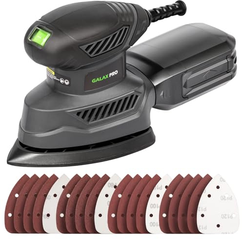 GALAX PRO 130W Detail Sander, Dust Collector, 20Pcs Sandpaper (Budget) | 13000RPM Compact Triangular Sander One-handed operation, Ideal For Polishing Wood, Metal And Wall Surfaces In Home DIY
