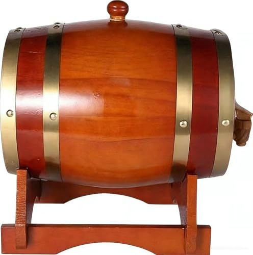 Vintage vinfat med stativ och lock, aluminiumpappersbeläggning, dekorativ träfat (5 l 10 l 15 l 20 l 30 l 50 l) (A,30 L)