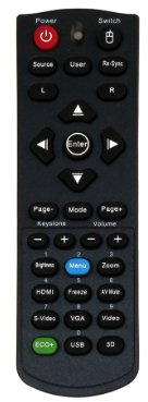 OPTOMA br-5043 N IR Wireless Drucktasten schwarz Fernbedienung – Fernbedienungen (IR Wireless, schwarz, Beamer, Optoma S303, X303, XE303, W303, br320, BR325, Drücker, 50,8 mm)