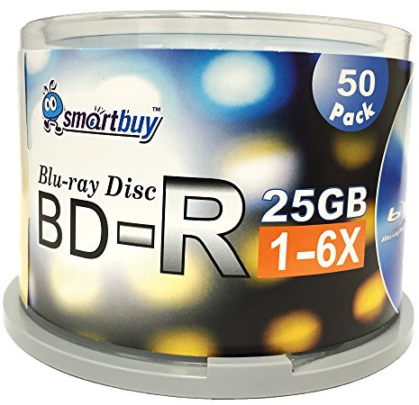 Smartbuy 600 Pack Bd-r 25gb 6X Blu-ray Single Layer Recordable Disc Logo Top Blank Data Video Media 600 Disc Spindle
