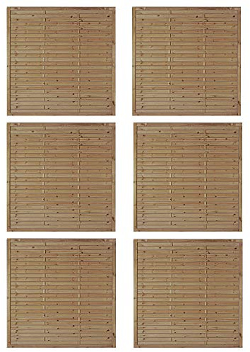 6er Set Lamellenzaun Hamburg 180x180 cm – Sichtschutzzaun aus druckimprägniertem Kiefer/Fichte, Holzzaun Zaunfelder für Garten Terrasse Balkon, blickdicht Hamburg