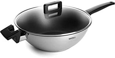 Woll Concept Wok- und Rührpfanne - Induktiv -, Ø 30 cm, 10 cm hoch, Geeignet für alle Herdarten, Edelstahl, backofenfest bis zu 200°, silber, mit Antihaftversieglung
