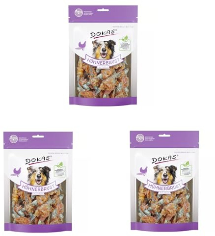 Dokas Hühnerbrust mit Fisch | 3er Pack | 3 x 220 g | Ergänzungsfuttermittel für Hunde Aller Altersklassen | Kausnack