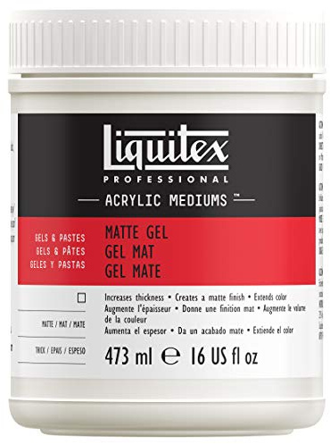 Liquitex 5322 professionell matt gel medium, avlägsnar glansen på akrylfärger, kan användas som lim för collage, 473 ml kruka