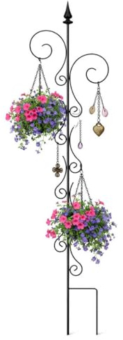 DanDiBo Rankhilfe Rankgitter Metall 145 cm Kletterhilfe Pflanzengitter Kletterpflanzen Erdspieß Bodenstecker 2 Halter Blumenhalter Ranksäule