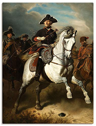 ARTLAND Wanddeko Leinwand Bilder Wandbild 45x60 cm Preußen Alte Fritz König Friedrich der Große zu Pferde 1861 Impressionismus Wilhelm Camphausen T6XR
