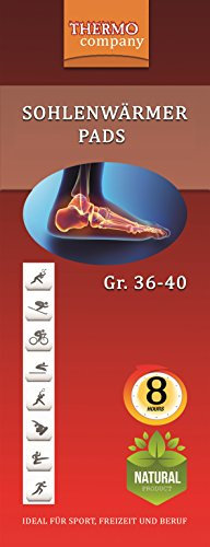 THERMO company® 30 Paar Sohlenwärmer Pads | Wärmeeinlegesohlen Nicht klebend | Fußwärmer Schuhgröße 36–40 | Bis zu 8 Stunden Wärme