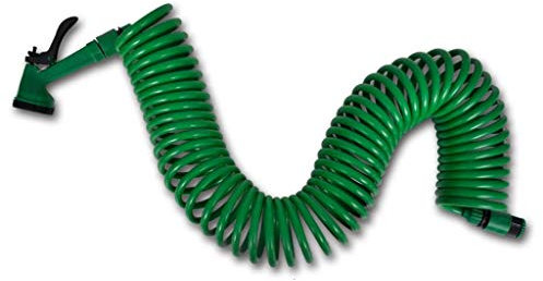 Coiled Garden Water Hose Spiral Pipe & Spray Nozzle 15 m Home & Garden Lawn & Garden Watering & Irrigation Garden Hoses
