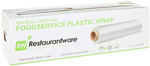 Restaurantware RW Base Frischhaltefolie, 30,5 cm x 700 m, 1 Rolle mikrowellengeeignete Frischhaltefolie, mit abnehmbarem Schiebeauslöser, transparente Kunststoff-Lebensmittelverpackungsfolie,