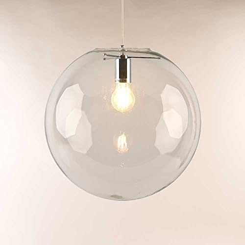 s.luce Orb Glaskugel Hängeleuchte Hängelampe Pendellampe Pendelleuchte Glaslampe, Farbe Schwarz/Klar, Größe Ø 30cm