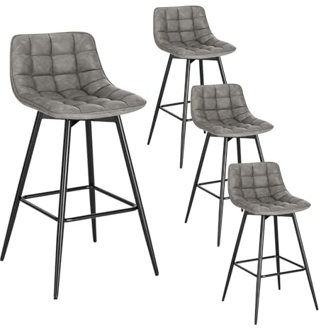 WOLTU Barhocker 4er Set, Barstuhl mit Rückenlehne, PU-Bezug, Dunkelgrau | Designer bar stühle, Tresenhocker, Bistrohocker mit Fußstütze, für Küche, Bartheke, Esszimmer