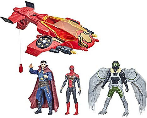 Marvel Spider-Man, Spider Escape Jet, Spider-Man, 4+ anni, Doctor Strange e il personaggio Marvel L'Avvoltoio in scala da 15 cm, 4 missili, dai 4 anni in su