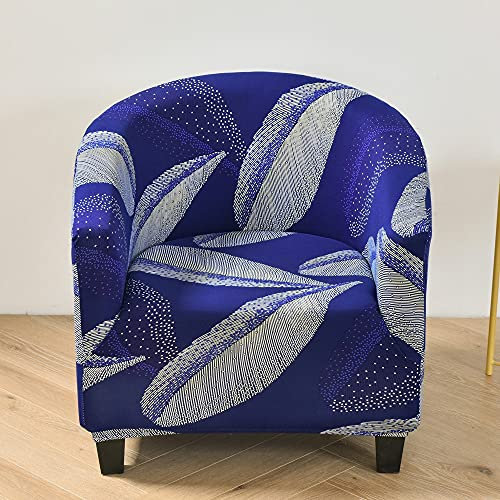 Highdi Sesselschoner Sesselüberwurf mit Elastisch Stretch Husse, Club Chair All-Match-Stil Schonbezug Sofabezug mit hoher Dehnung Sessel für Clubsessel Cocktailsessel (Blaue Feder)
