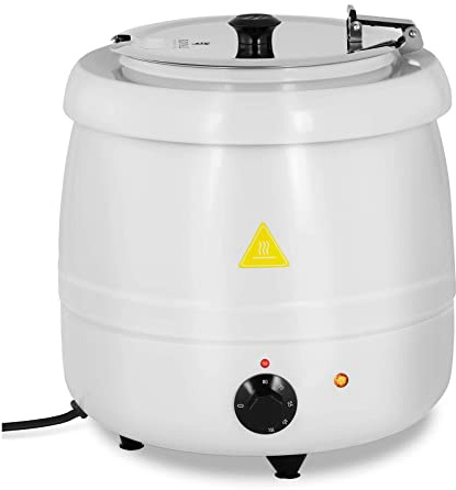 Royal Catering RCST-9403 Suppentopf 10 L Stahl weiß beschichtet Edelstahl 400 W Suppentopf elektrisch Suppenkessel