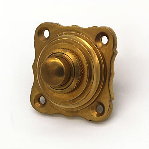 Ventano Plaque de sonnette antique avec un bouton de sonnette Art Nouveau – en 5 surfaces (laiton patine)