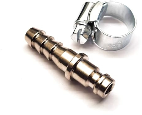 Acoplamiento macho de liberación rápida en línea, compatible con mangueras de gas propano o butano de 8 mm + 1 clips Jubilee