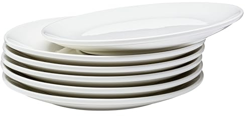 Vikko Dinner Plate, Set of 6 White Plates, 9 Inch Ceramic Dinner Plates Set, Stackable Dinner Plates for Every Day and Special Occasion, Restaurant Style, Dishwasher Safe, Microwave Safe