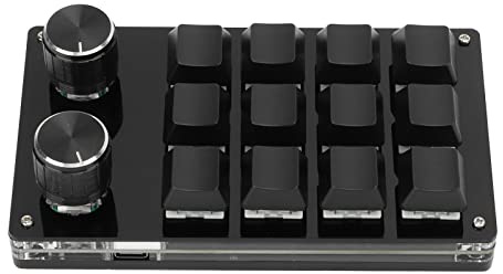 12 Keys Mini Macro Mechanical Keyboard, Portable Multifunctional Mechanical Gaming Keypad with Adjustment Knob, Memory Function, Storage Function, Settable Knob for Office Game Music Media(Black)