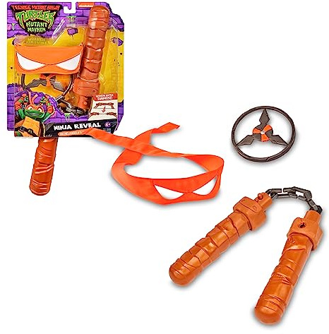 TORTUGAS NINJA - Nunchakus de Michelangelo, Antifaz Naranja y Juguete, Disfraz del Personaje de la Película Caos Mutante, para Fans, Niños y Niñas Desde 3 Años, Famosa (TU806300)