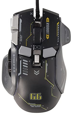 Fockety Kabelgebundene Gaming-Maus, 10 Tasten, Makro, programmierbar, sechs Geschwindigkeiten, einstellbar, 12800 DPI, PC-Gaming-Mäuse, 13 RGB-Beleuchtungsmodi, RGB-Maus (Schwarz)