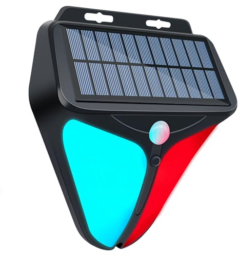 Allarme Luce Stroboscopica Solare, Sirena di Allarme Sonoro Esterno da 129 DB Allarme Solare con Rilevatore di Movimento, Sirena di Sicurezza Impermeabile IP65 per Fattoria,