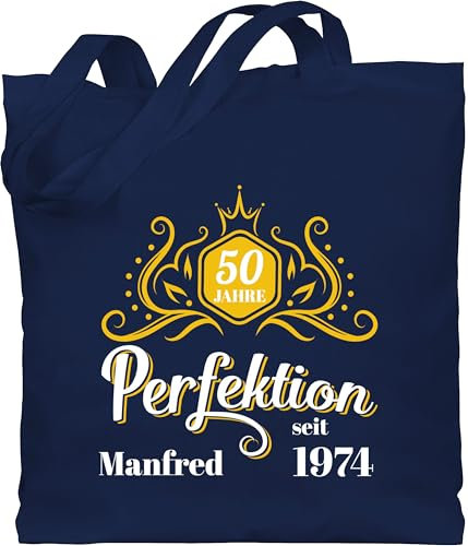 Baumwolltasche - 50. Geburtstag - 50 Jahre Perfektion seit 1975 Legende - Unisize - Navy Blau - 1973 tasche jutesack fünfziger 1974 einkaufstasche zum fünfzigsten geburtstagsgeschenke