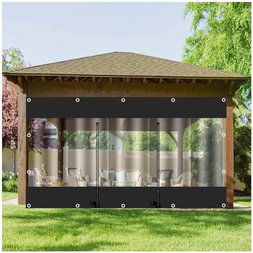 Xrdbfd Gazebo Transparente Planen Seitenwände, 0,5mm Outdoor Planen Vorhänge, Pergola Garten Carport wasserdichte Planen Seitenwände, Klare PVC-trennwand Regenvorhänge,WxH-2.5x2.5m/8.2 * 8.2ft