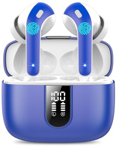 Ear Buds Wireless Earbuds, 50Hrs Playtime Bluetooth Earphones, Bluetooth Headphones 5.3, In Ear with 4 ENC Call Noise Cancelling Mics, Bass Boost 85%, Earbuds IPX7 Waterproof, USB-C(Dark Blue)