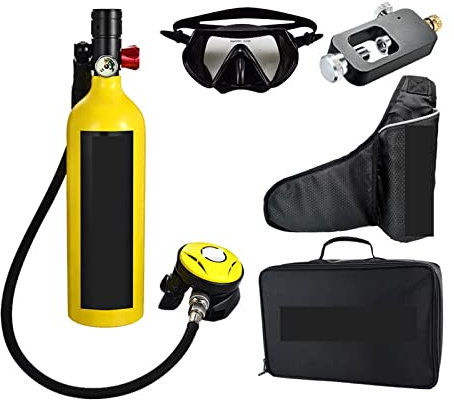 Tauchflaschenausrüstung, Tragbares Tauch-Atemschutzgerät For Den Außenbereich Im Erwachsenenstil, Ausgestattet Mit Einer Sauerstoffflasche Mit 1 L Fassungsvermögen für Unterwassertauchen ( Color : Yel