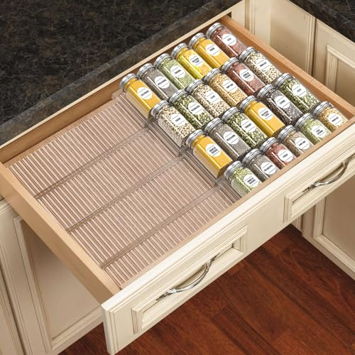 SZWQILIN Spice Drawer Organizer, Spice Rack Drawer for Kitchen, 4 Tiers Expandable Adjustable Splittable Spice Organizer Tray Insert,Expandable From 13 to 26 (8 Pcs Clear)