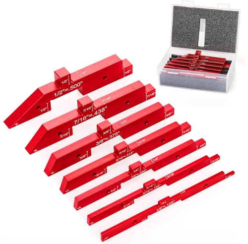 Bekith 7pcs Router Table Setup Bars, Precision Aluminum Alloy Setup Blocks Height Gauge Set for Router and Table Saw Accessories Woodworking Set Up, Measuring Height Depth Angle Gauge