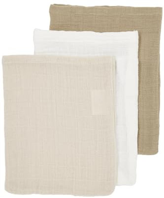 Meyco Baby Waschhandschuhe musselin - Offwhite/Soft Sand/Taupe - 20x17cm - 3-Pack - Oeko-Tex Standard 100