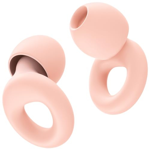 HOYIO Tappi Orecchie Antirumore Dormire, 2 Paia in Silicone SNR 27 dB, Riutilizzabili per Lavoro/Studio/Concerti/Viaggi Aerei, Adulti e Bambini con 8 Inserti + Sacchetto Portatile, Rosa Pallido