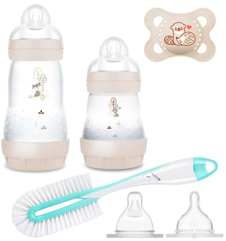 MAM Easy Start Self Sterilising Anti Colic Starter Set Self-sterilising, Newborn Bottle Set and Soother, Newborn Essentials, Teats from Birth + Breast Milk Teats
