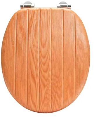 18 MDF Toilet Seat Universal Adjustable Fit Most Toilets Oval Seat┃Bathroom Standard Wooden MDF Toilet Seat | WC SEAT +Fittings┃Quick Release - Tongue & Brown Groove Wooden