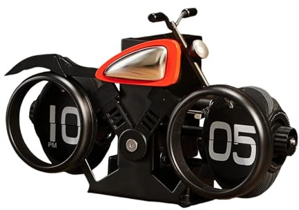 Milageto Flip Clock Tischuhr Kreative Flip Down Uhr Retro Digitale Flip Schreibtischuhr für Wohnzimmer Hotel Büro Restaurant Dekor, Motorrad